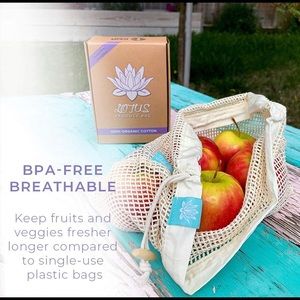 New Lotus Sustainables Premium 100% Organic Cotton Reusable Produce Bags